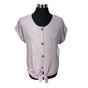Bobbie Brooks Ladies Knot Front Button Front Lavender Size‎ M Blouse